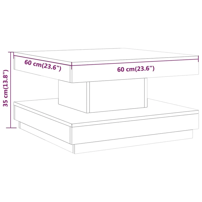Table basse design rustique moderne 60 x 60 x 35 cm MDF gris DEC039187