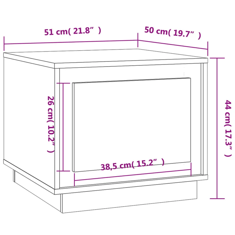 Table basse design rustique avec compartiment avec porte 51 x 50 x 44 cm bois d'ingénierie couleur chêne DEC038957