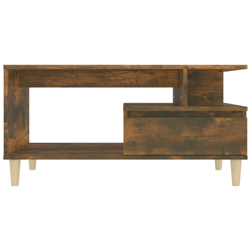 Table basse avec tiroir et étagère design rustique moderne 90 x 49 x 45 cm bois d'ingénierie marron DEC038509