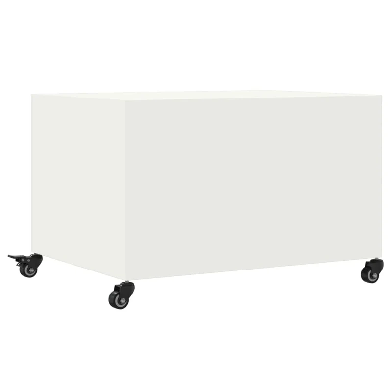Table basse sur roulettes design industriel 68 x 50 x 43,5 cm acier blanc DEC037935