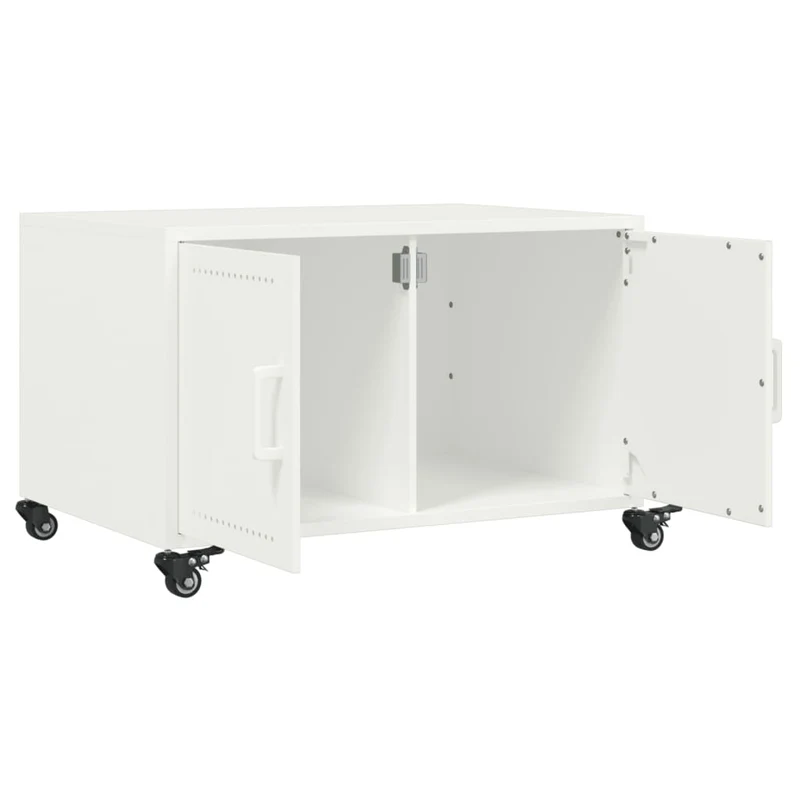 Table basse sur roulettes design industriel 68 x 50 x 43,5 cm acier blanc DEC037935