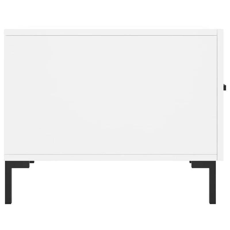 Table basse avec tiroir design moderne 50 x 50 x 40 cm bois d'ingénierie blanc et fer DEC037884