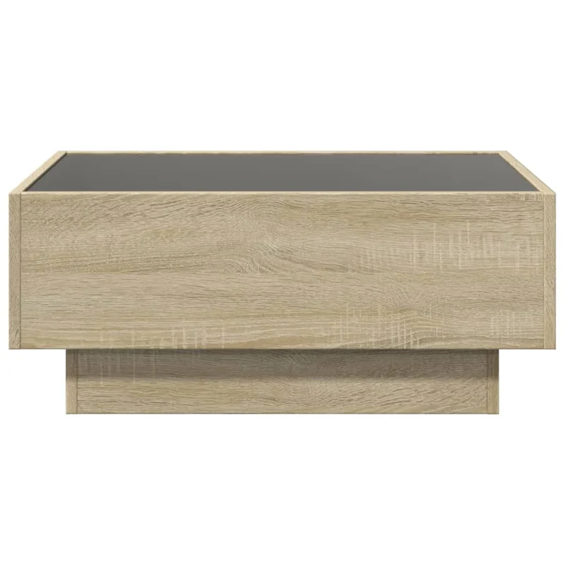 Table basse de salon design moderne avec LED 70 x 50 x 30 cm bois d'ingénierie et verre DEC037418