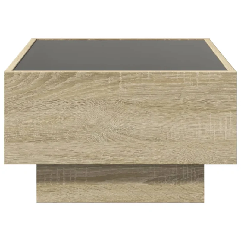 Table basse de salon design moderne avec LED 70 x 50 x 30 cm bois d'ingénierie et verre DEC037418