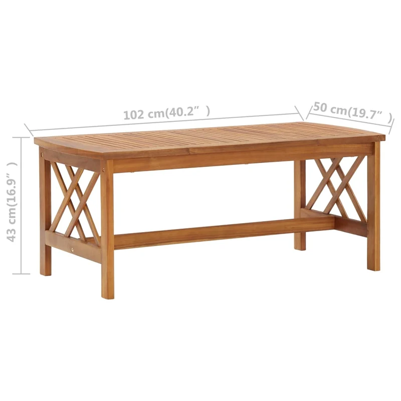 Table basse de salon design rustique 102 x 50 x 43 cm bois d'acacia DEC036969