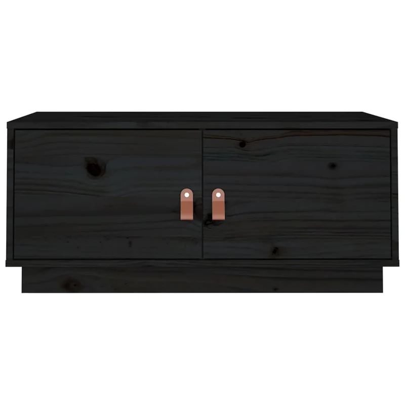 Table basse avec compartiment de rangement design rustique moderne 80 x 50 x 35 cm bois massif de pin noir DEC039759