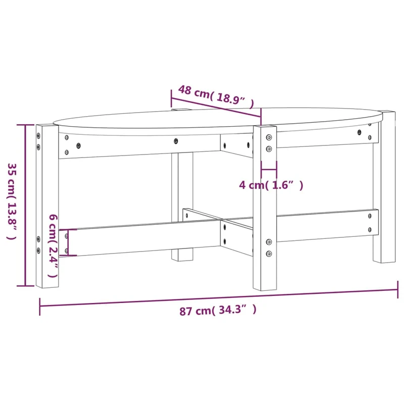 Table basse design simple 87 x 48 x 35 cm bois massif de pin couleur marron miel DEC039504