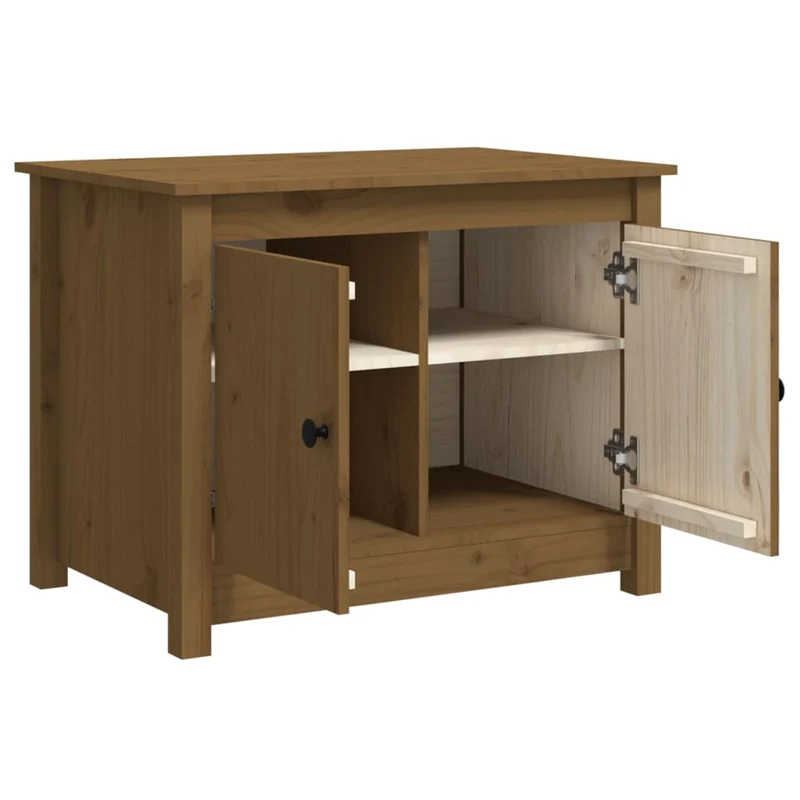 Table basse avec 4 compartiments design rustique moderne 71 x 49 x 55 cm bois massif de pin marron DEC039492
