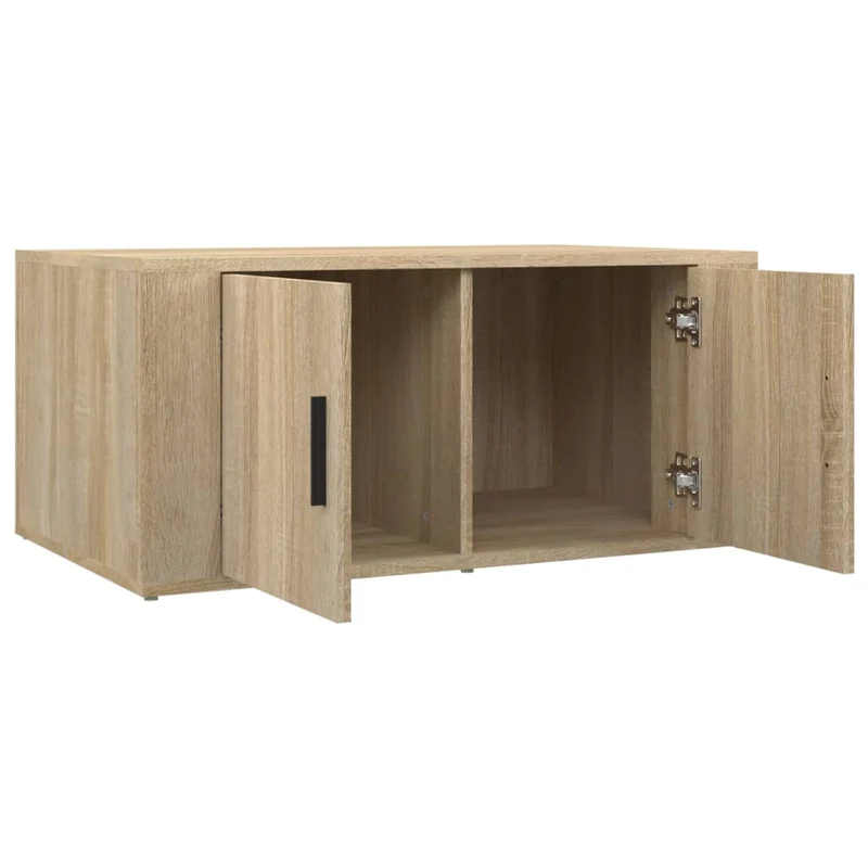 Table basse avec 2 compartiments style rustique 80 x 50 x 36 cm bois d'ingénierie couleur chêne DEC038997