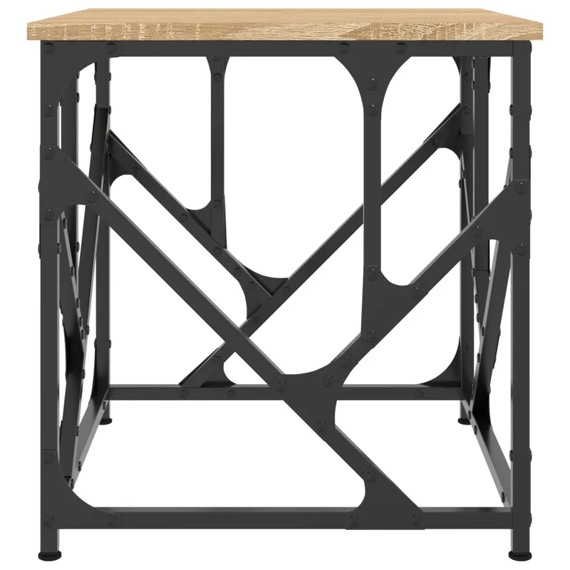 Table basse design industriel 45 x 45 x 47,5 cm bois d'ingénierie et métal DEC038934