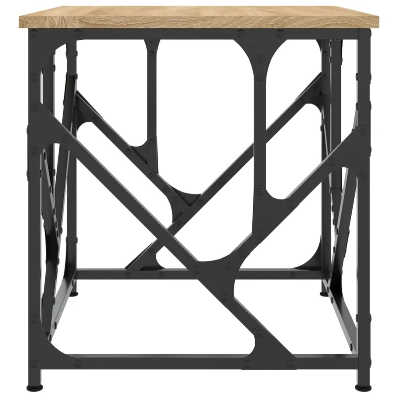 Table basse design industriel 45 x 45 x 47,5 cm bois d'ingénierie et métal DEC038934
