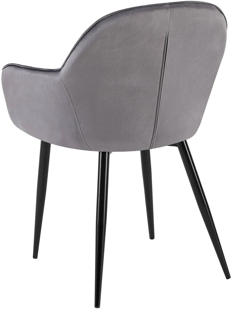 Chaise de salle à manger x1 moderne et confortable en velours gris foncé et pieds en métal noir 10_0001996