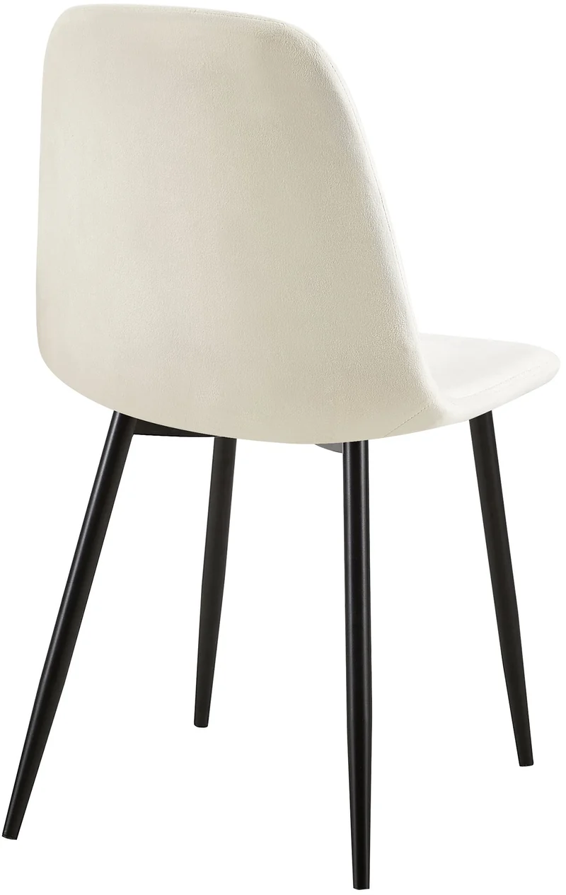 Chaise de salle à manger x1 couture en losange en velours blanc et métal noir 10_0002251