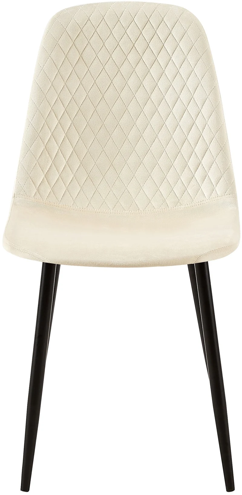 Chaise de salle à manger x1 couture en losange en velours crème et métal noir 10_0002250