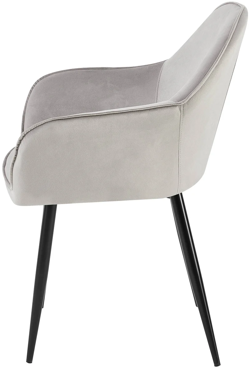 Chaise de salle à manger x1 moderne et confortable en velours gris et pieds en métal noir 10_0001997
