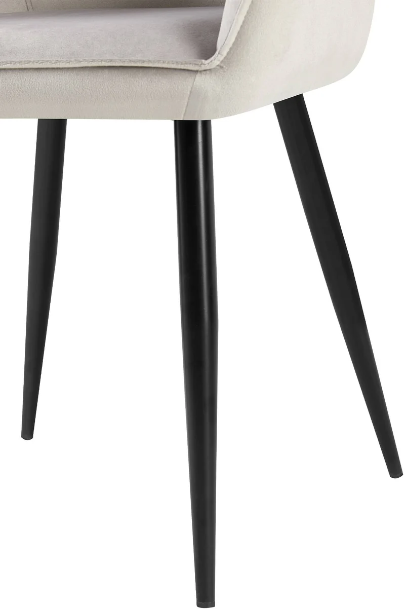 Chaise de salle à manger x1 moderne et confortable en velours gris et pieds en métal noir 10_0001997