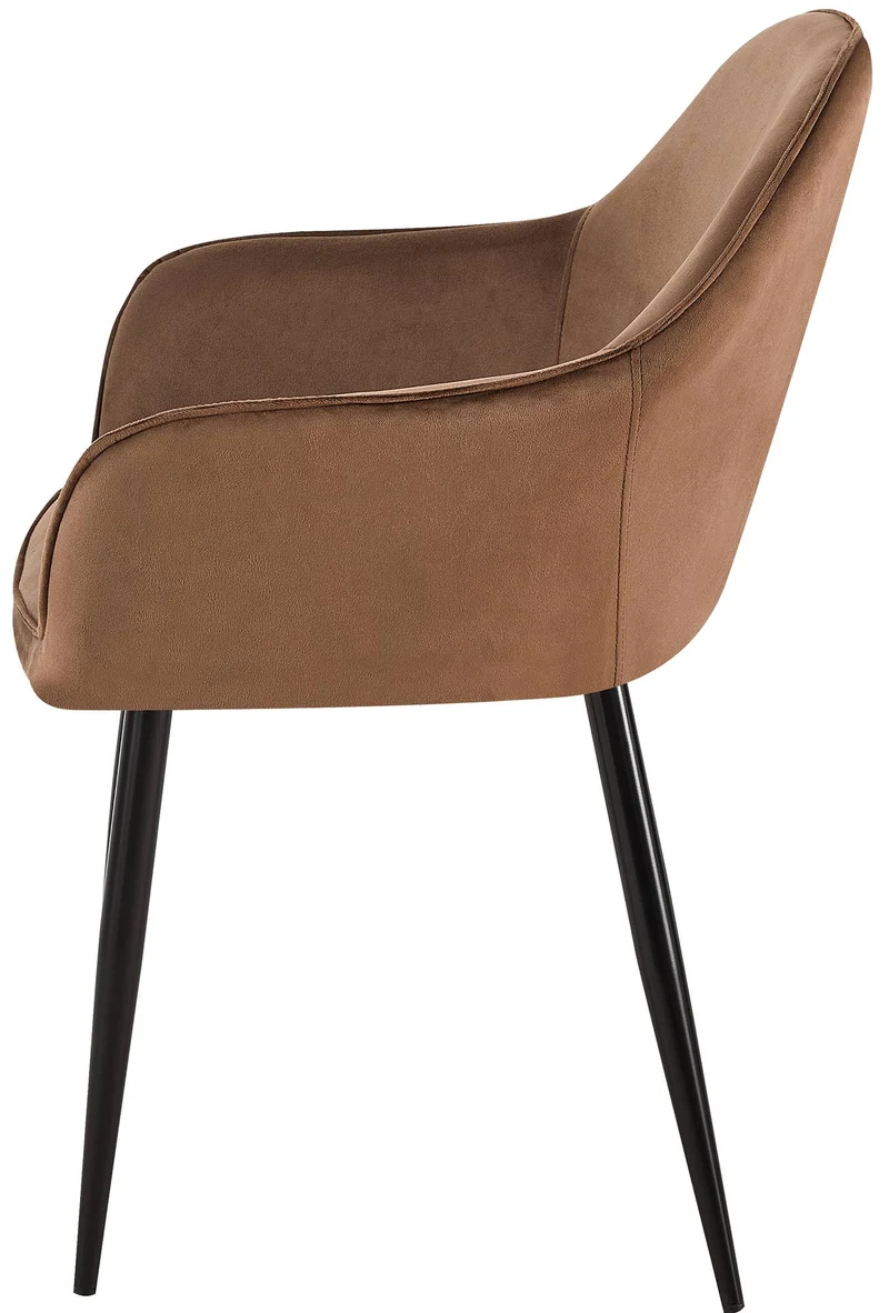 Chaise de salle à manger x1 moderne et confortable en velours marron et pieds en métal noir 10_0001994