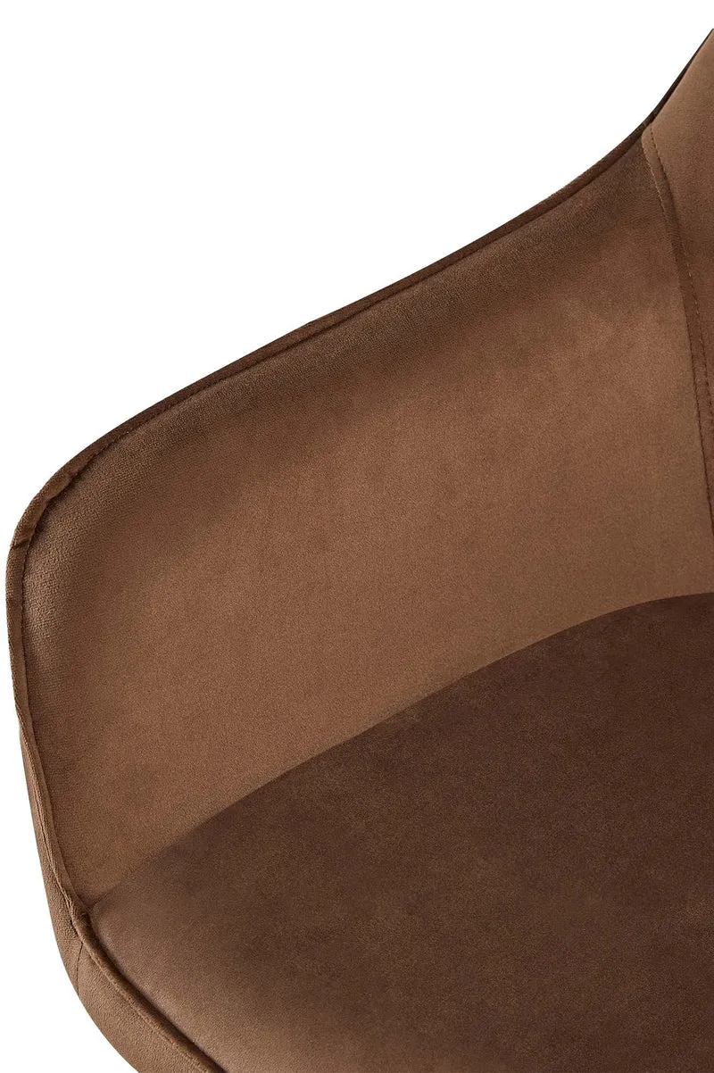 Chaise de salle à manger x1 moderne et confortable en velours marron et pieds en métal noir 10_0001994