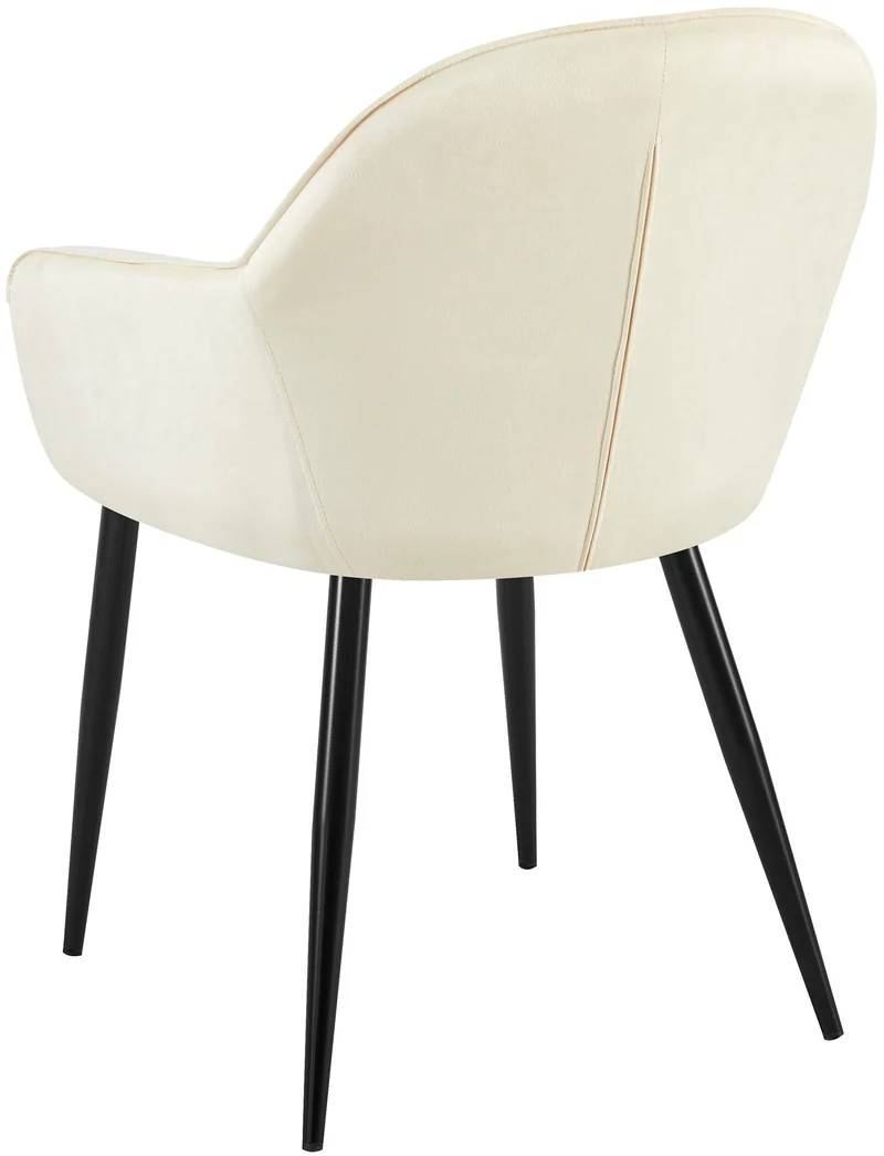 Chaise de salle à manger x1 moderne et confortable en velours crème et pieds en métal noir 10_0001995