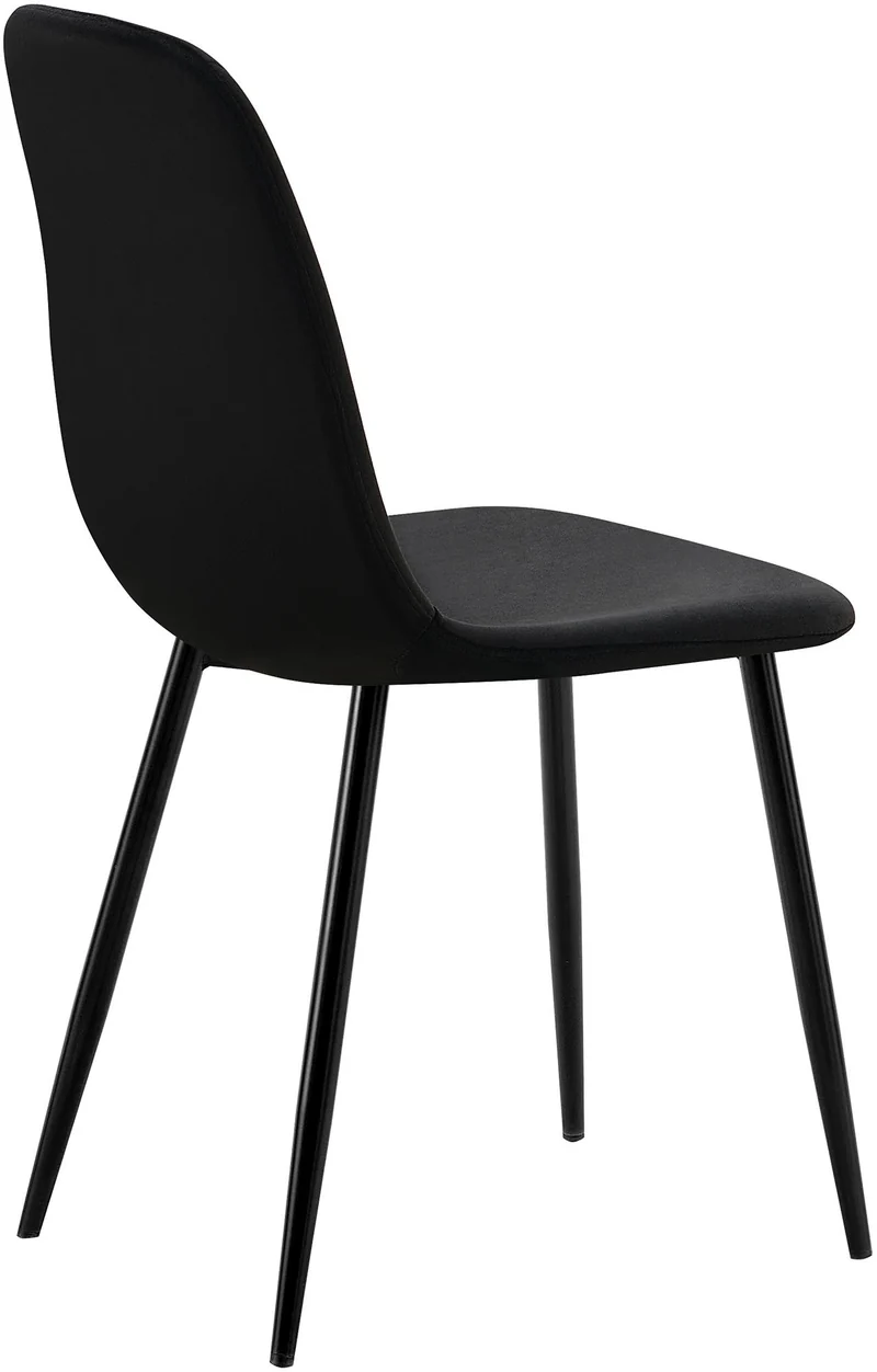 Chaise de salle à manger x1 design moderne coutures verticales velours noir et pieds en métal noir 10_0001987