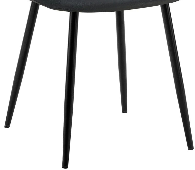Chaise de salle à manger x1 design moderne coutures verticales velours noir et pieds en métal noir 10_0001987