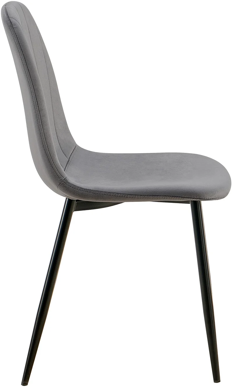 Chaise de salle à manger x1 design moderne coutures verticales velours gris foncé et pieds en métal noir 10_0001985