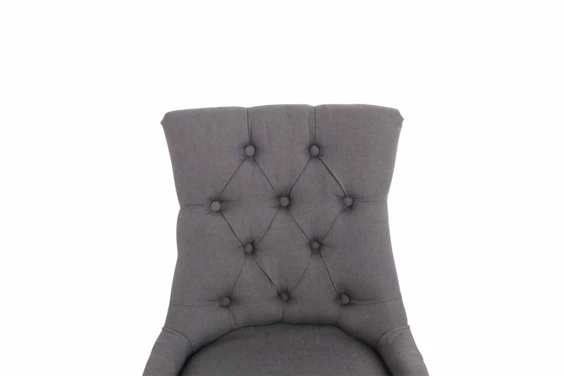 Chaise de salle à manger x1 design antique capitonné en tissu gris foncé avec 4 pieds en bois marron 10_0001952