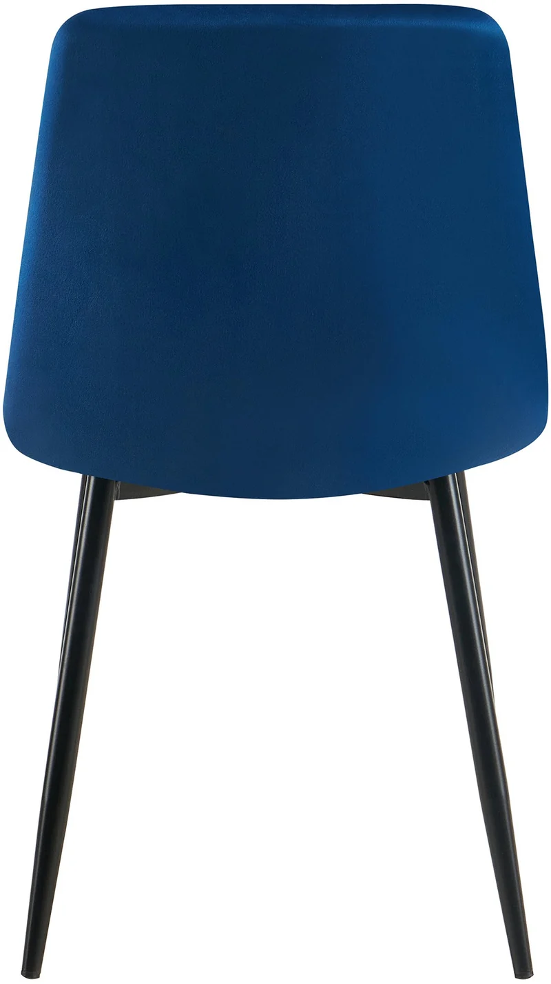 Chaise de salle à manger x1 coutures forme carrées en velours bleu foncé pieds en métal noir 10_0001966
