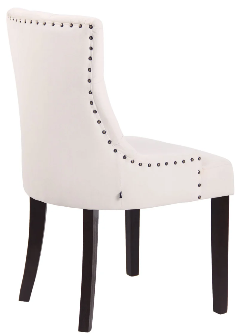 Chaise de salle à manger x1 design antique capitonné en velours crème avec 4 pieds en bois marron 10_0001933
