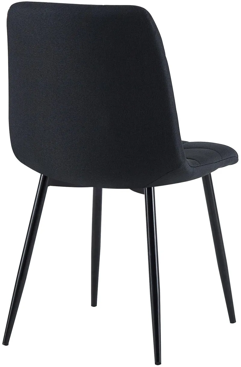 Chaise de salle à manger x1 coutures forme carrées en tissu noir pieds en métal noir 10_0001971