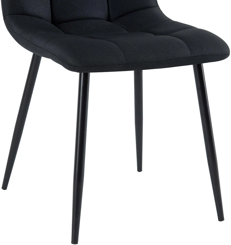 Chaise de salle à manger x1 coutures forme carrées en tissu noir pieds en métal noir 10_0001971