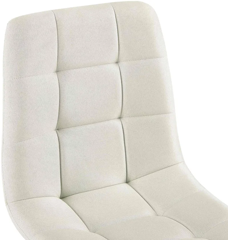 Chaise de salle à manger x1 coutures forme carrées en tissu crème pieds en métal noir 10_0001979