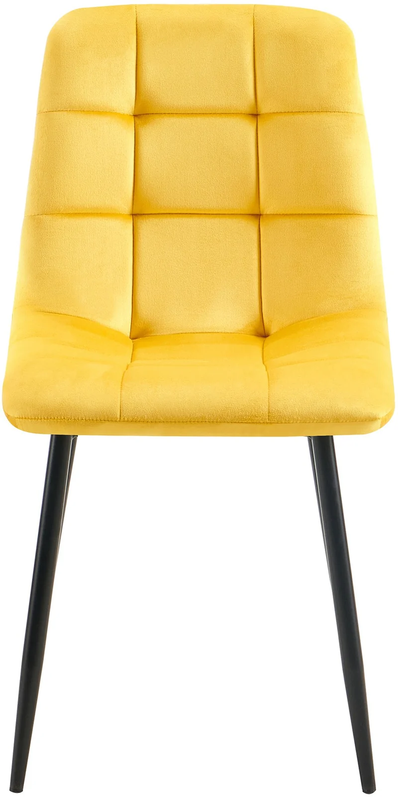 Chaise de salle à manger x1 coutures forme carrées en tissu velours jaune pieds en métal noir 10_0001967