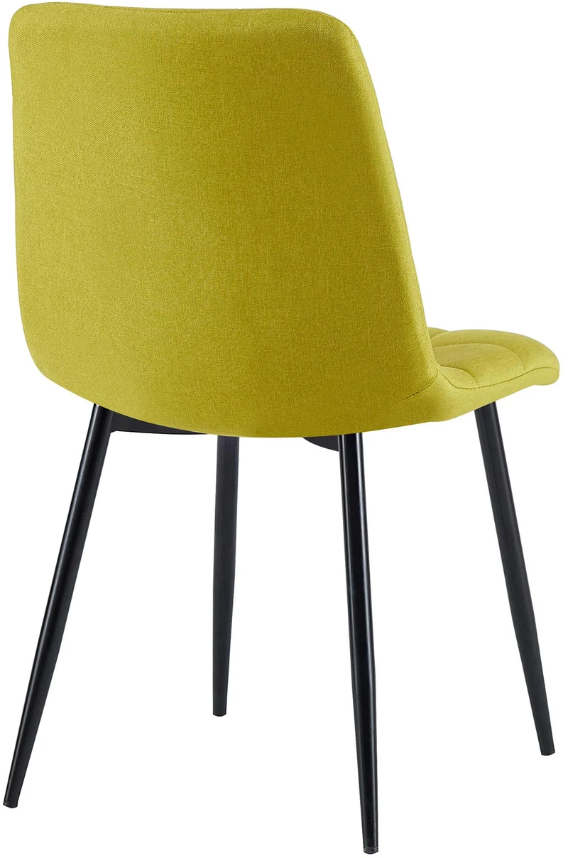 Chaise de salle à manger x1 coutures forme carrées en tissu vert pieds en métal noir 10_0001977