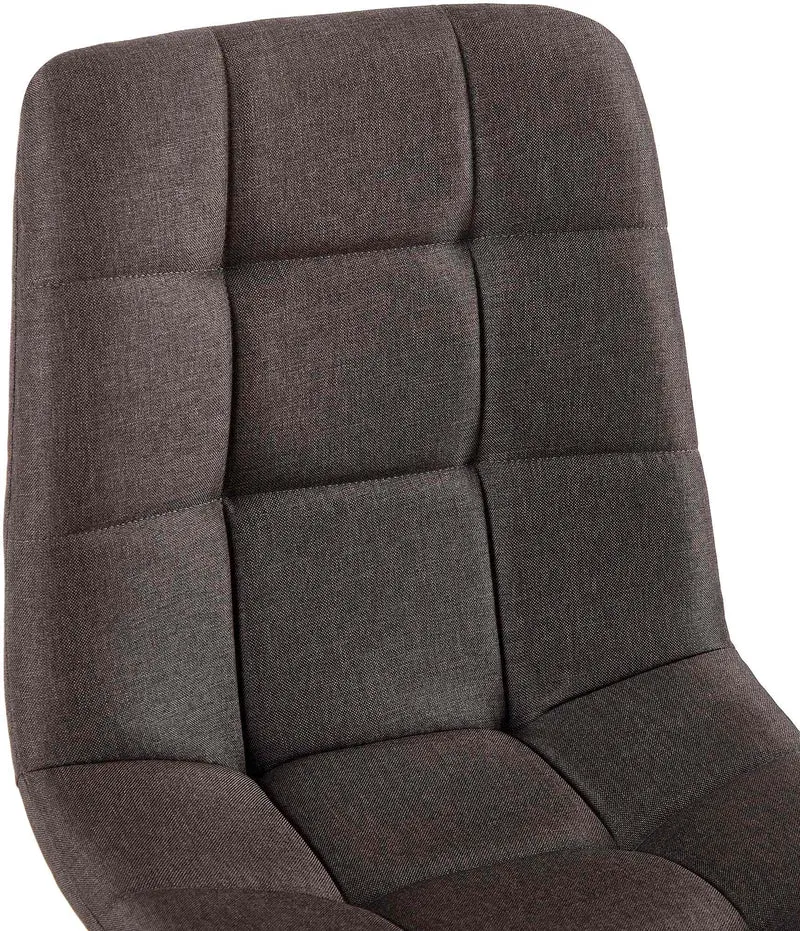 Chaise de salle à manger x1 coutures forme carrées en tissu marron pieds en métal noir 10_0001975