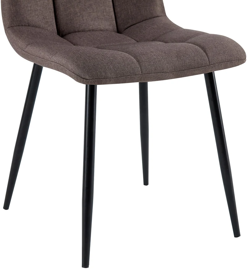 Chaise de salle à manger x1 coutures forme carrées en tissu marron pieds en métal noir 10_0001975