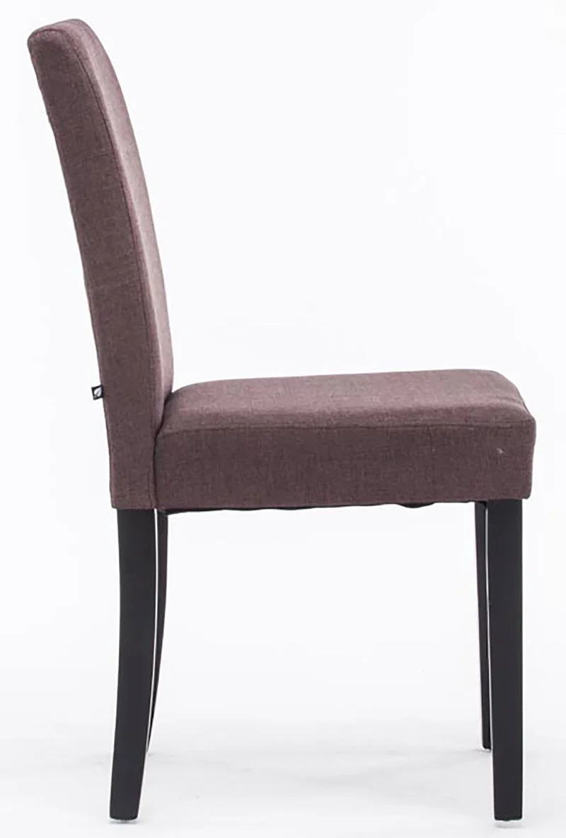 Chaise de salle à manger x1 design moderne en tissu marron et pieds en bois noir 10_0002031