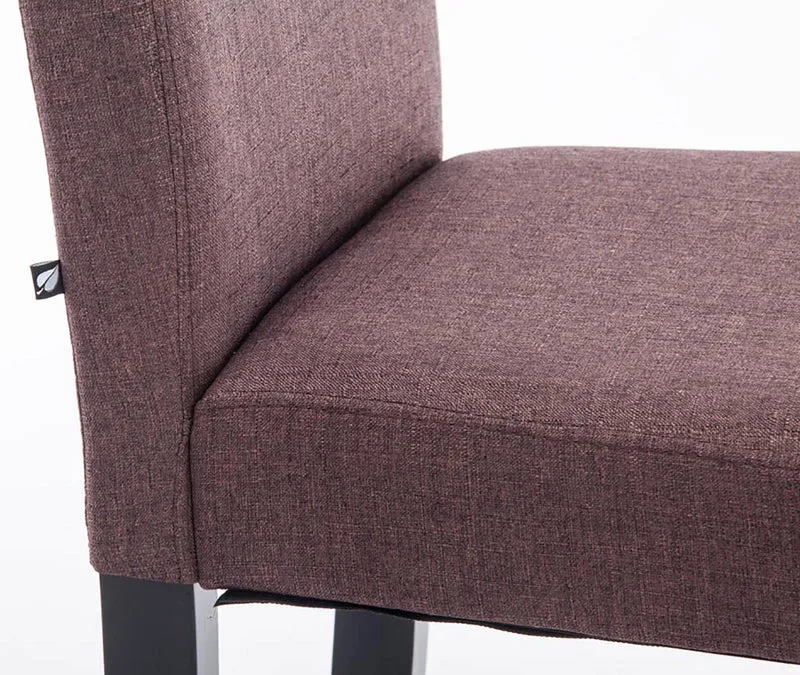 Chaise de salle à manger x1 design moderne en tissu marron et pieds en bois noir 10_0002031