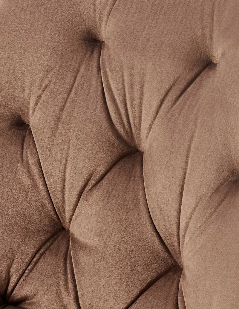 Chaise de salle à manger x1 assise et dossier capitonné en velours marron et métal noir 10_0002164