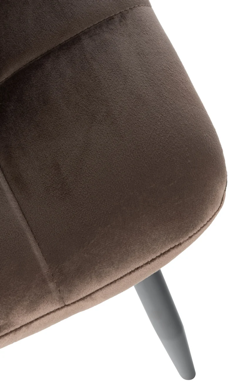 Chaise de salle à manger x1 coutures forme carrées en tissu velours marron pieds en métal noir 10_0001962