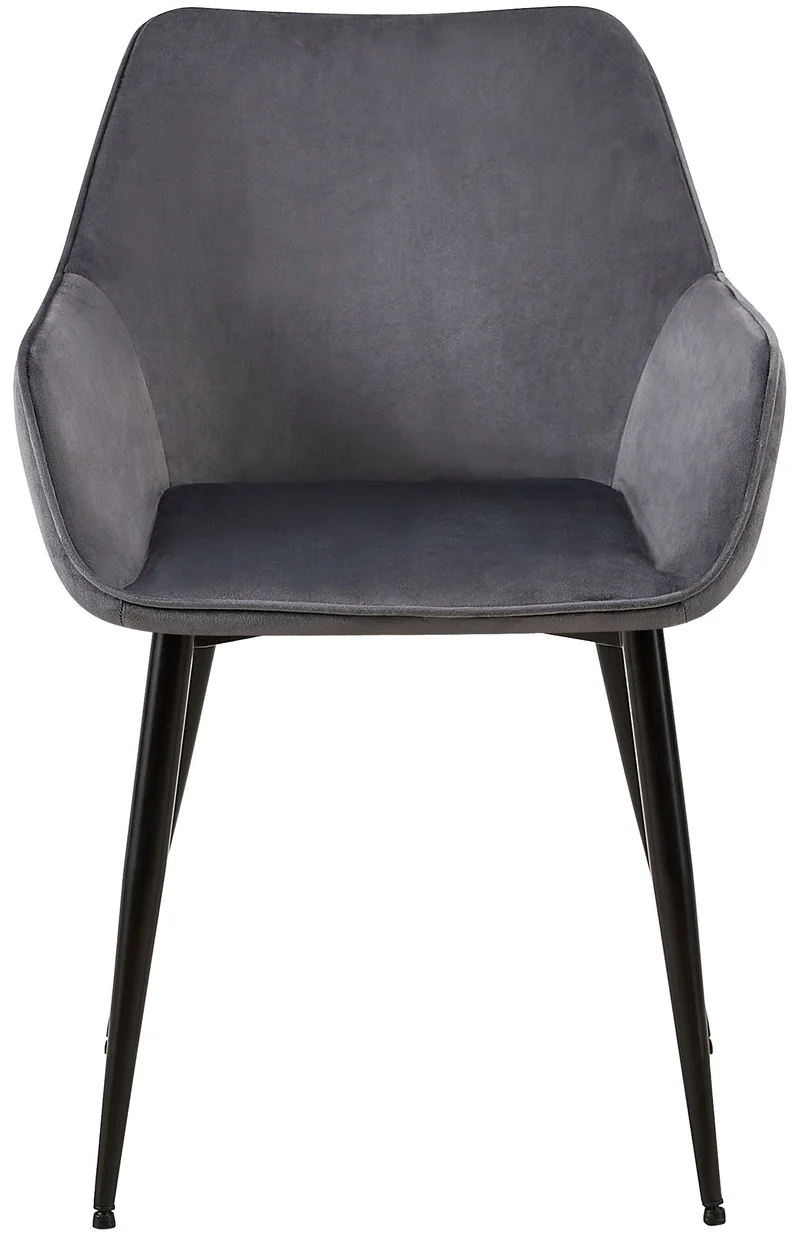 Chaise de salle à manger bureau salle d'attente x1 en velours gris foncé et métal noir 10_0002148