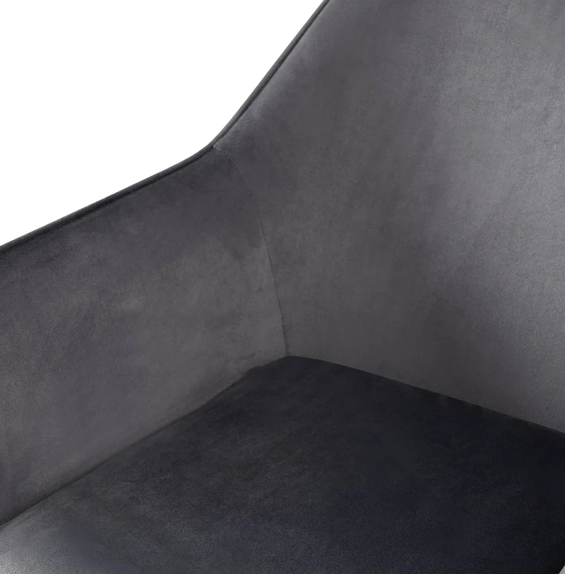 Chaise de salle à manger bureau salle d'attente x1 en velours gris foncé et métal noir 10_0002148