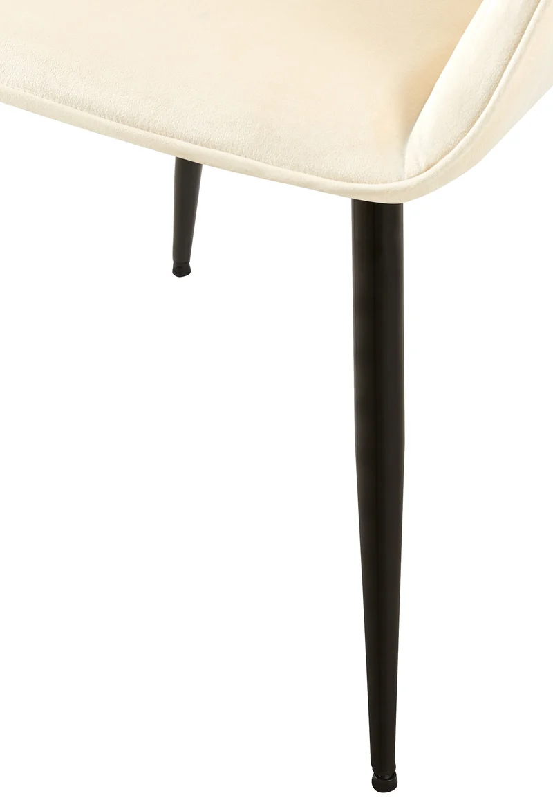 Chaise de salle à manger bureau salle d'attente x1 en tissu velours crème et métal noir 10_0002150