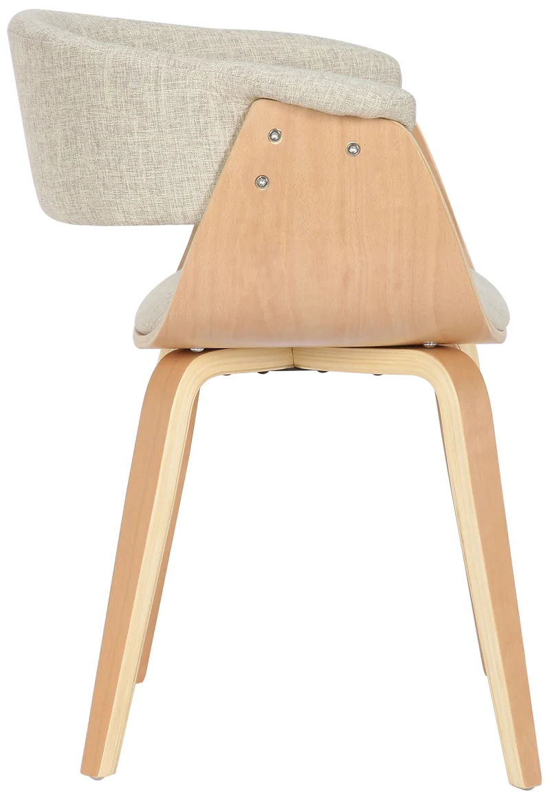 Chaise de bureau salle à manger style scandinave avec revêtement en tissu crème cadre en bois clair 10_0002195