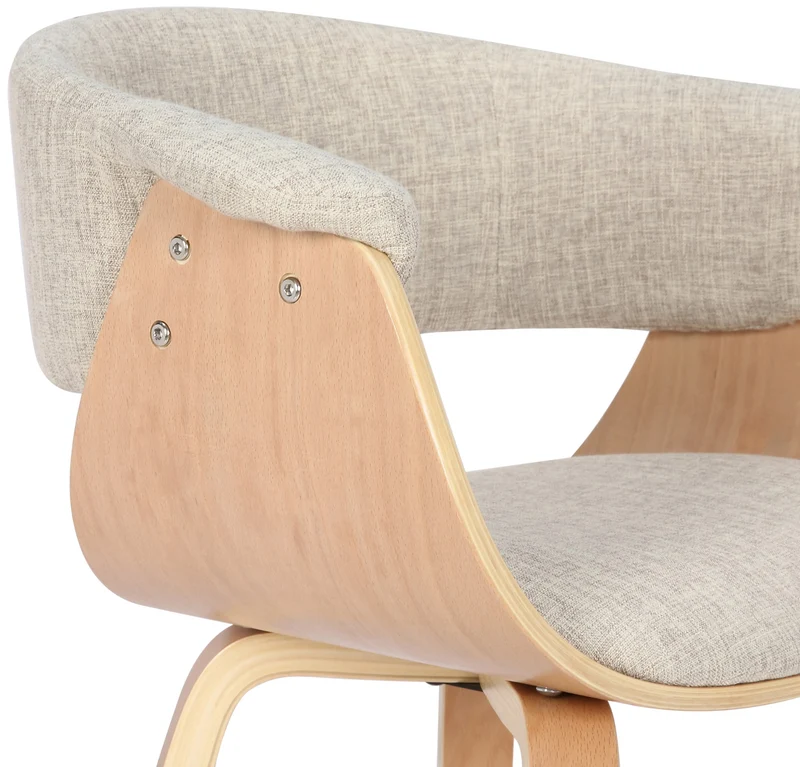 Chaise de bureau salle à manger style scandinave avec revêtement en tissu crème cadre en bois clair 10_0002195
