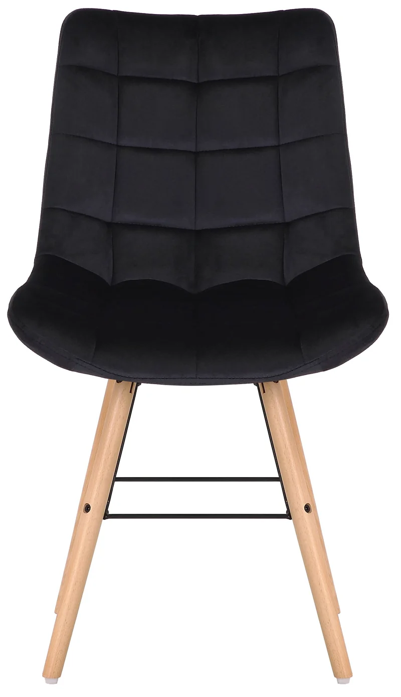Chaise de salle à manger x1 style scandinave couture carrée en velours noir et pieds en bois 10_0002265