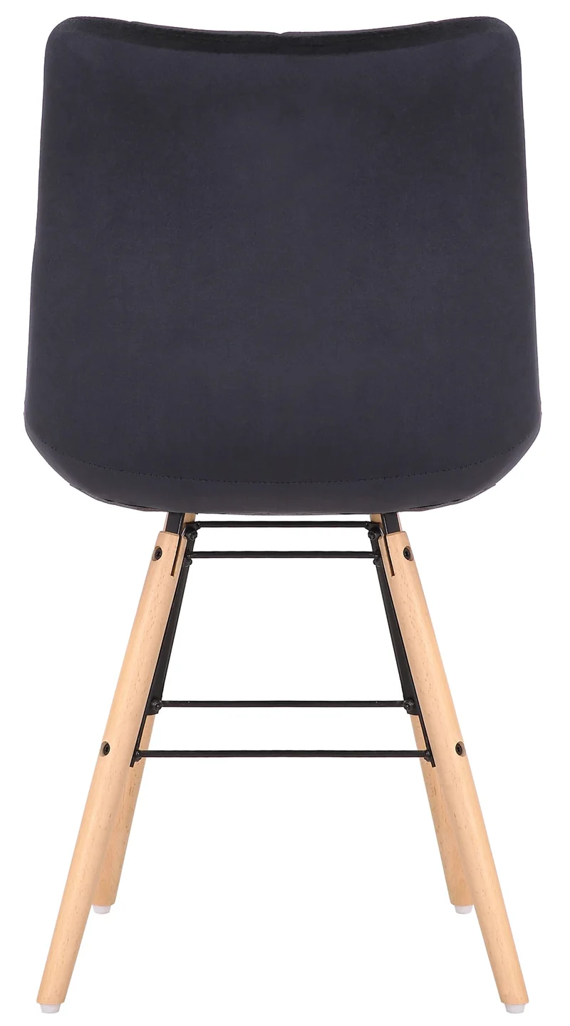 Chaise de salle à manger x1 style scandinave couture carrée en velours noir et pieds en bois 10_0002265