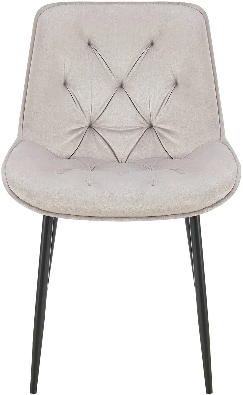 Chaise de salle à manger x1 assise et dossier capitonné en velours gris et métal noir 10_0002165
