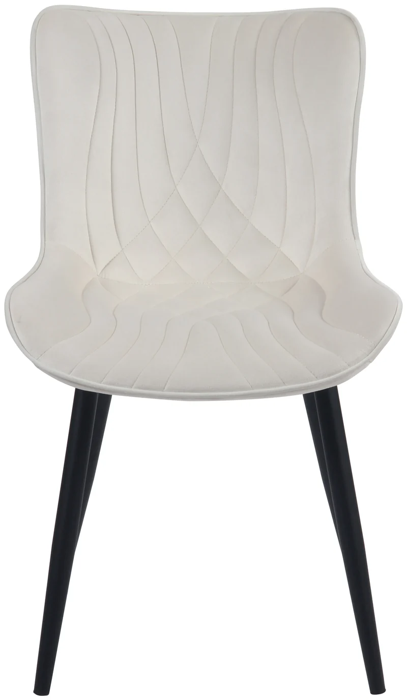 Chaise de salle à manger x1 coutures décoratives en velours crème et pieds en métal noir 10_0002182
