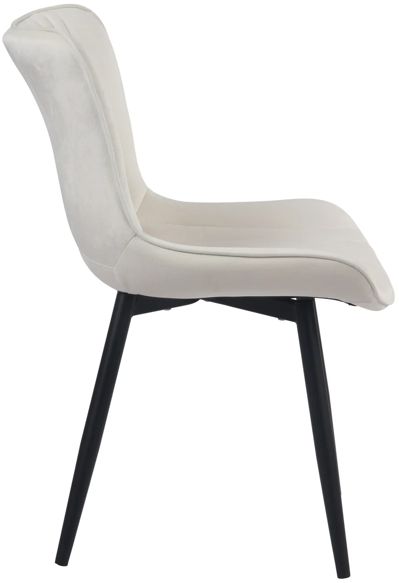 Chaise de salle à manger x1 coutures décoratives en velours crème et pieds en métal noir 10_0002182